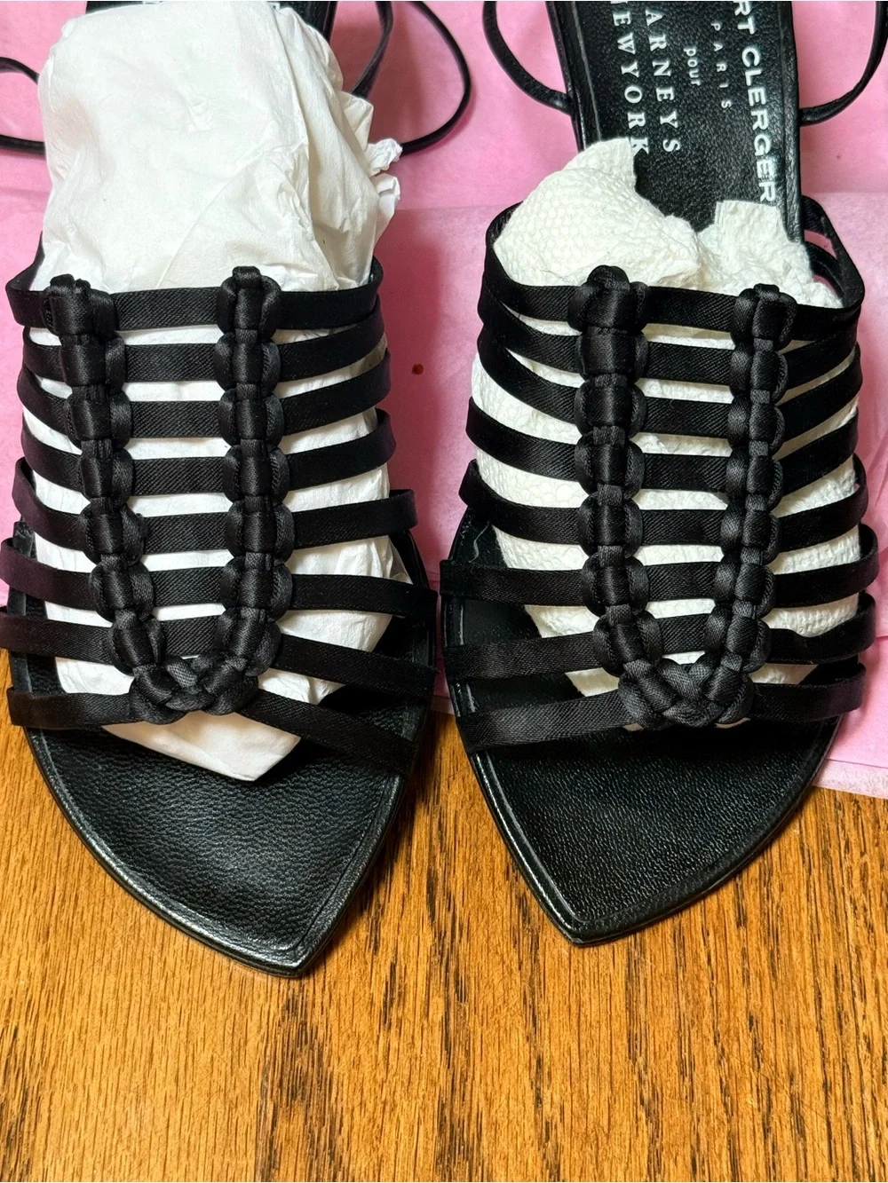 Vintage Robert Clergerie Black Strappy Lace-Up Heeled Sandals